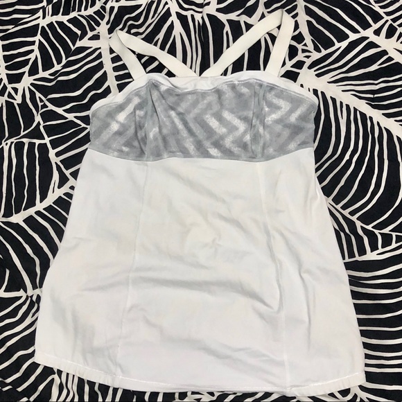 lululemon athletica Tops - Lululemon Razorback White & Gray Tank